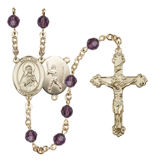 14 Karat Gold-Filled 6mm Austrian Crystal Saint Rita / Baseball Rosary in Amethyst
