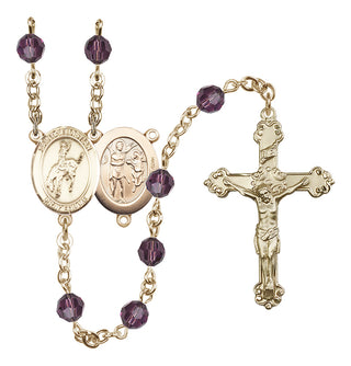 14 Karat Gold-Filled 6mm Austrian Crystal Saint Sebastian / Rodeo Rosary in Amethyst