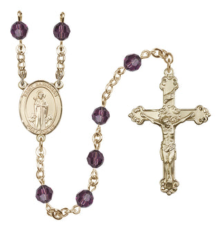 14 Karat Gold-Filled 6mm Austrian Crystal Saint Barnabas Rosary in Amethyst