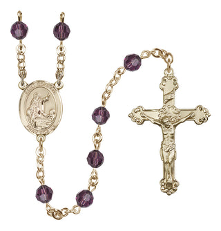 14 Karat Gold-Filled 6mm Austrian Crystal Saint Colette Rosary in Amethyst