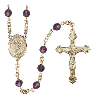 14 Karat Gold-Filled 6mm Austrian Crystal Saint Peter Nolasco Rosary in Amethyst