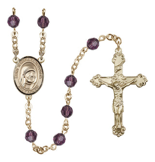 14 Karat Gold-Filled 6mm Austrian Crystal Saint Teresa of Calcutta Rosary in Amethyst