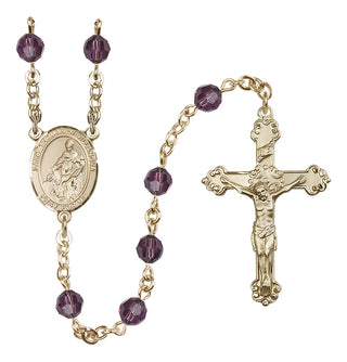 14 Karat Gold-Filled 6mm Austrian Crystal Saint Thomas of Villanova Rosary in Amethyst
