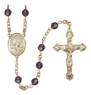14 Karat Gold-Filled 6mm Austrian Crystal Saint Rosalia Rosary in Amethyst