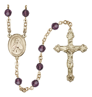 14 Karat Gold-Filled 6mm Austrian Crystal Saint Olivia Rosary in Amethyst