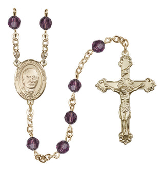 14 Karat Gold-Filled 6mm Austrian Crystal Saint Hannibal Rosary in Amethyst