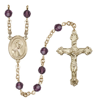 14 Karat Gold-Filled 6mm Austrian Crystal Saint Edmund Campion Rosary in Amethyst