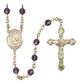 14 Karat Gold-Filled 6mm Austrian Crystal Pope Saint Eugene I Rosary in Amethyst