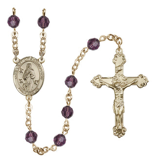 14 Karat Gold-Filled 6mm Austrian Crystal Our Lady of Assumption Rosary in Amethyst