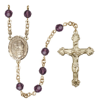 14 Karat Gold-Filled 6mm Austrian Crystal Saint Jacob of Nisibis Rosary in Amethyst