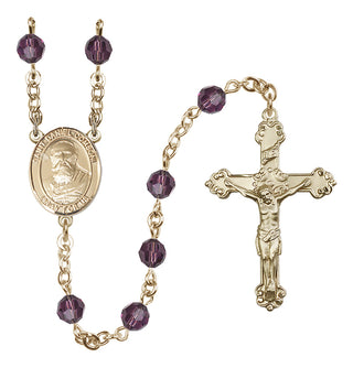14 Karat Gold-Filled 6mm Austrian Crystal Saint Daniel Comboni Rosary in Amethyst