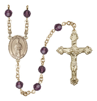 14 Karat Gold-Filled 6mm Austrian Crystal Saint Eligius Rosary in Amethyst