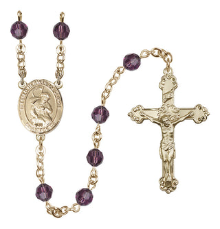 14 Karat Gold-Filled 6mm Austrian Crystal Blessed Herman the Cripple Rosary in Amethyst