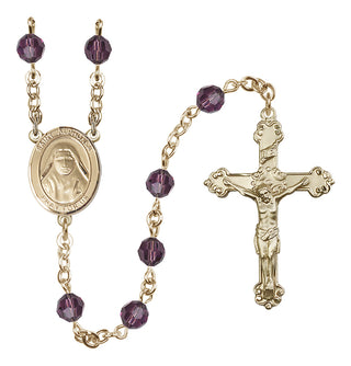 14 Karat Gold-Filled 6mm Austrian Crystal Saint Alphonsa of India Rosary in Amethyst