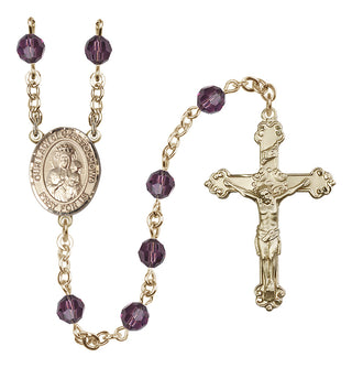 14 Karat Gold-Filled 6mm Austrian Crystal Our Lady of Czestochowa Rosary in Amethyst