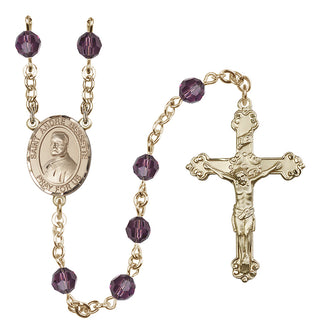 14 Karat Gold-Filled 6mm Austrian Crystal Saint Andre Bessette Rosary in Amethyst