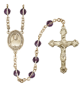 14 Karat Gold-Filled 6mm Austrian Crystal Blessed Emilie Tavernier Gamelin Rosary in Amethyst