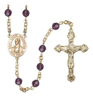 14 Karat Gold-Filled 6mm Austrian Crystal Saint Kateri Tekakwitha Rosary in Amethyst