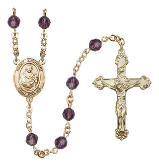 14 Karat Gold-Filled 6mm Austrian Crystal Saint Norbert of Xanten Rosary in Amethyst
