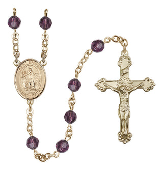 14 Karat Gold-Filled 6mm Austrian Crystal Saint Ephrem Rosary in Amethyst