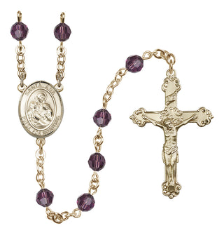 14 Karat Gold 6mm Austrian Crystal Santa Ana Rosary in Amethyst