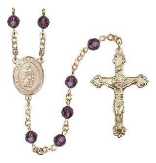 14 Karat Gold 6mm Austrian Crystal San Peregrino Rosary in Amethyst