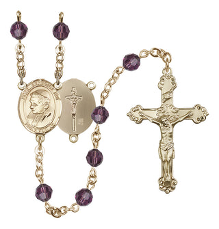 14 Karat Gold 6mm Austrian Crystal Pope Emeritace Benedict XVI Rosary in Amethyst