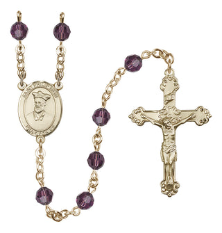 14 Karat Gold 6mm Austrian Crystal Saint Philip Neri Rosary in Amethyst