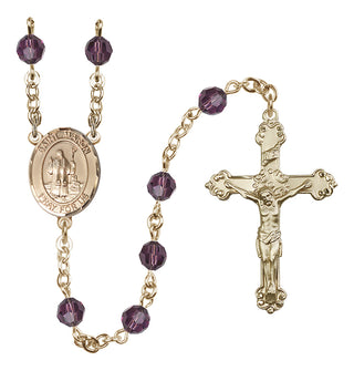 14 Karat Gold 6mm Austrian Crystal Saint Maron Rosary in Amethyst