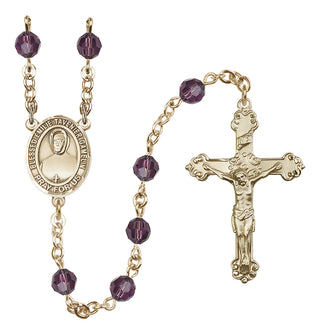 14 Karat Gold 6mm Austrian Crystal Blessed Emilie Tavernier Gamelin Rosary in Amethyst