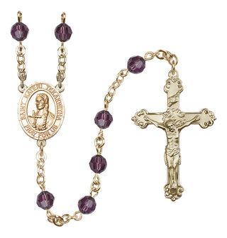 14 Karat Gold 6mm Austrian Crystal Saint Kateri Tekakwitha Rosary in Amethyst