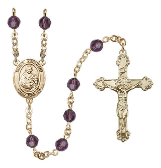 14 Karat Gold 6mm Austrian Crystal Saint Norbert of Xanten Rosary in Amethyst