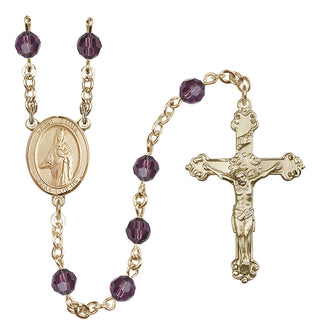 14 Karat Gold 6mm Austrian Crystal Saint Emma Uffing Rosary in Amethyst