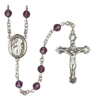 Sterling Silver 6mm Austrian Crystal Saint Brendan the Navigator Rosary in Amethyst