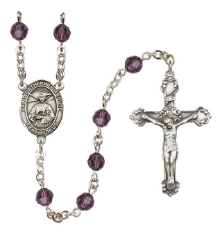 Sterling Silver 6mm Austrian Crystal Saint Catherine Laboure Rosary in Amethyst