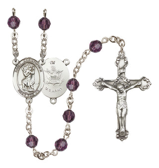 Sterling Silver 6mm Saint Christopher / Army Rosary