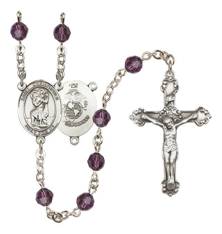 Sterling Silver 6mm Saint Christopher / Marines Rosary