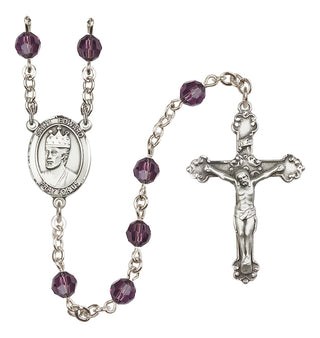 Sterling Silver 6mm Austrian Crystal Saint Edward the Confessor Rosary in Amethyst