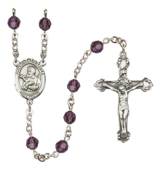 Sterling Silver 6mm Austrian Crystal Saint Francis Xavier Rosary in Amethyst
