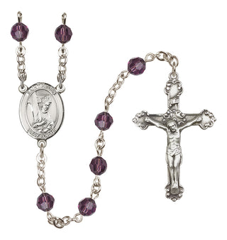 Sterling Silver 6mm Austrian Crystal Saint Helen Rosary in Amethyst