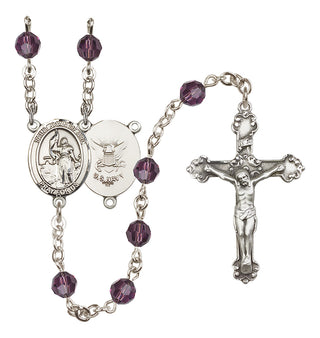 Sterling Silver 6mm Saint Joan of Arc / Navy Rosary