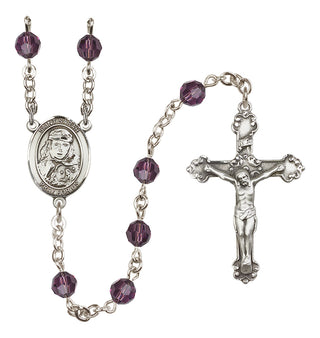 Sterling Silver 6mm Austrian Crystal Saint Sarah Rosary in Amethyst
