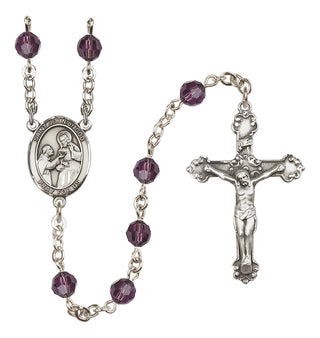 Sterling Silver 6mm Austrian Crystal Saint John of God Rosary in Amethyst