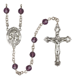 Sterling Silver 6mm Austrian Crystal Angel de la Guardia Rosary in Amethyst