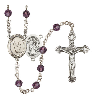 Sterling Silver 6mm Austrian Crystal Saint Sebastian/Gymnastics Rosary in Amethyst