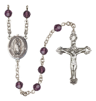 Sterling Silver 6mm Austrian Crystal Virgen de Guadalupe Rosary in Amethyst