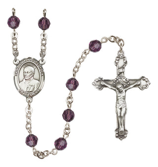 Sterling Silver 6mm Austrian Crystal Saint Ignatius of Loyola Rosary in Amethyst