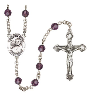 Sterling Silver 6mm Austrian Crystal Saint John Paul II Rosary in Amethyst