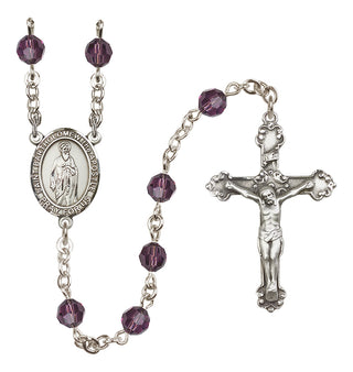 Sterling Silver 6mm Austrian Crystal Saint Bartholomew the Apostle Rosary in Amethyst