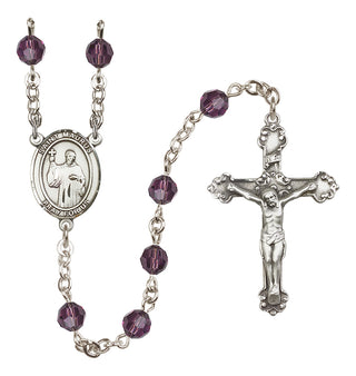Sterling Silver 6mm Austrian Crystal Saint Maurus Rosary in Amethyst